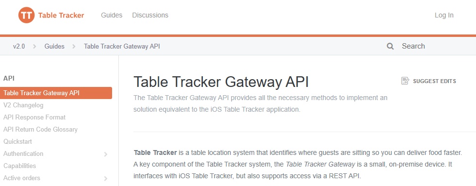 Table Tracker Gateway API